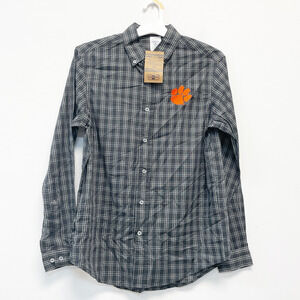 Rivalry Threads NWT Mens M Gray Clemson University Long Sleeve Button Down Shirt